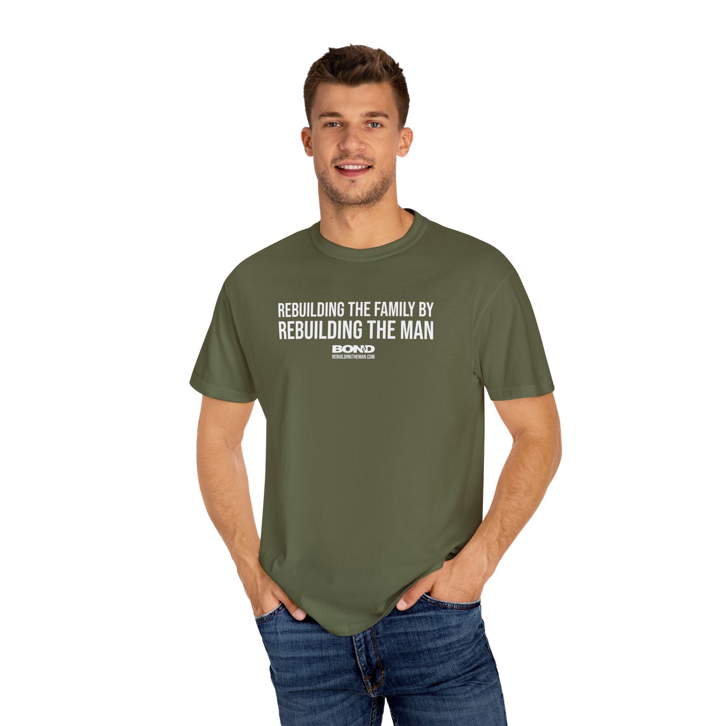 Rebuilding the Family (white ink) | Unisex Garment-Dyed T-Shirt