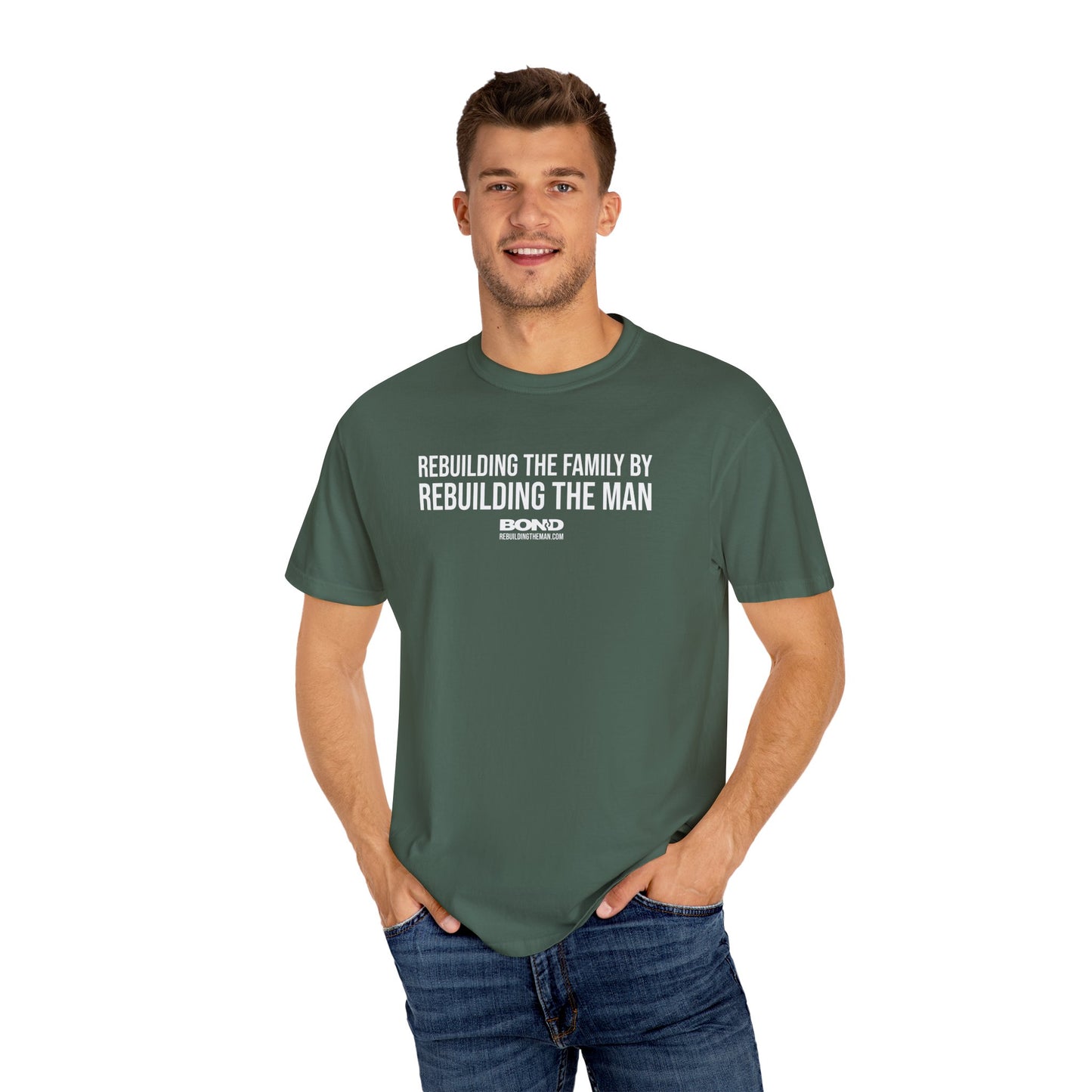 Rebuilding the Family (white ink) | Unisex Garment-Dyed T-Shirt